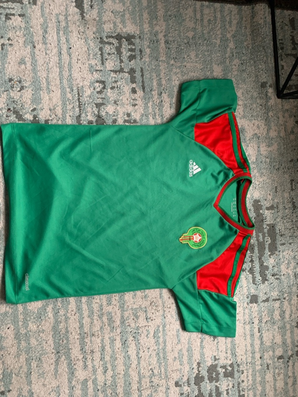 adidas Kids Green Soccer Jersey with Red Trim